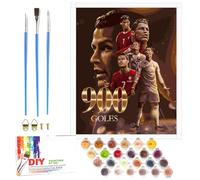 Lixkuokuo Juego de pintura de fútbol por números para adultos, junior y niños, principiantes, CR7, juego de pintura de fútbol, con pinceles de lienzo, pinturas acrílicas, 40 x 50 cm, kit de pintura