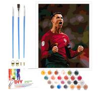 Lixkuokuo Juego de pintura de fútbol por números para adultos, junior y niños, principiantes, CR7, juego de pintura de fútbol, con pinceles de lienzo, pinturas acrílicas, 40 x 50 cm, kit de pintura