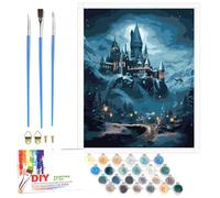 Lixkuokuo Pintura por números para adultos y jóvenes principiantes, 40 x 50 cm, Hary Pote Hogwas, escuela de magia, pintura con lienzo, pinceles acrílicos, gran kit de manualidades para decoración del
