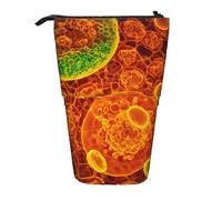 Lixlzh adherent eucariotic cells seen through a microscop Print Telescopic Standing Pencil Bag Polyester Pen Holder Stationery Office Organizer Box, Black, One Size, Art Deco, Black, Talla única