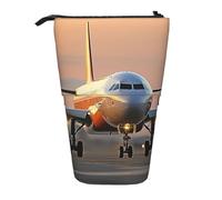 Lixlzh Airplane in The Evening Light Print - Estuche telescópico de poliéster para bolígrafos, papelería, oficina, caja organizadora de oficina, color negro, talla única, Art Deco, Black, Talla única