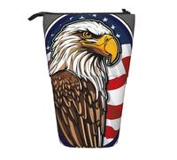 Lixlzh American Bald Eagle - Estuche telescópico de pie con estampado de águila calva de poliéster, organizador de oficina, color negro, talla única, Art Deco, Black, Talla única, Decoración de arte
