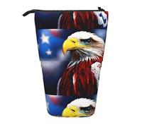 Lixlzh American Bald Eagle - Estuche telescópico para lápices de pie con estampado de águila calva de poliéster, organizador de oficina, Negro, One Size, Art Deco