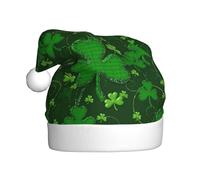 LIXLZH Background St Patrick's Day Glitter Print Santa Hat Adult Unisex Winter Beanie Cap Cute and catch eyes Xmas Hat Festive Party