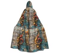 LIXLZH Bata con capucha con estampado de notas musicales para adultos, capa para carnavales, fiestas temáticas de disfraces
