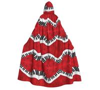 LIXLZH Bata con capucha con estampado de piano y notas musicales para adultos, capa para carnavales, fiestas temáticas de disfraces
