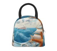 LIXLZH Bolsa de almuerzo aislada con diseño de verano marítimo en 3D, para comidas, aperitivos, bebidas, adultos, niños y familias