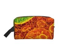 LIXLZH Bolsa de maquillaje adherente con diseño de células eucariotas vistas a través de un microscopio, organizador de accesorios, bolsa de aseo portátil, color blanco, talla única, blanco, talla