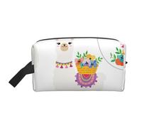 LIXLZH Bolsa de maquillaje con estampado de llama, organizador de accesorios, bolsa de aseo portátil de viaje, color blanco, talla única, color blanco, talla única, White, Talla única