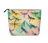 LIXLZH Bolsa de maquillaje portátil con estampado de libélula, bolsa organizadora de maquillaje de una sola capa, bolsa con cremallera, color negro, talla única, color negro, talla única, Black, Talla