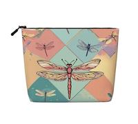 LIXLZH Bolsa de maquillaje portátil con estampado de libélula, bolsa organizadora de maquillaje de una sola capa, bolsa con cremallera, color negro, talla única, color negro, talla única, Black, Talla