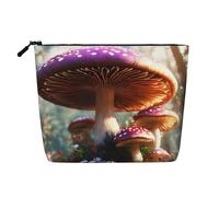 LIXLZH Bolsa de maquillaje portátil de viaje con estampado de hongos salvajes, organizador de maquillaje de una sola capa, bolsa con cremallera, color negro, talla única, color negro, talla única