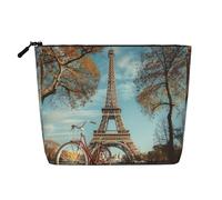 LIXLZH Bolsa de maquillaje portátil de viaje con impresión de la Torre Eiffel, bolsa organizadora de maquillaje de una sola capa, bolsa con cremallera, color negro, talla única, negro, talla única