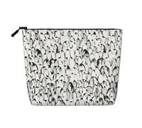 LIXLZH Elegante bolsa de maquillaje portátil con estampado de multitud de pingüinos, bolsa organizadora de maquillaje de una sola capa, bolsa con cremallera, color negro, talla única, negro, talla