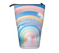Lixlzh Estuche telescópico de pie con estampado de arco iris, de poliéster, organizador de oficina, color negro, talla única, Art Deco, Black, Talla única, Decoración de arte