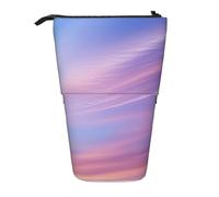 Lixlzh Estuche telescópico de pie con estampado de cielo y luna de arco iris, de poliéster, para bolígrafos, papelería, oficina, caja organizadora de oficina, color negro, talla única, Art Deco, Black