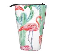 Lixlzh Estuche telescópico de pie con estampado de flores de cactus flamenco, de poliéster, organizador de oficina, color negro, talla única, Art Deco, Black, Talla única, Decoración de arte