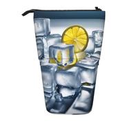 Lixlzh Estuche telescópico de pie con estampado de limón amarillo para lápices, de poliéster, organizador de oficina, color negro, talla única, Art Deco, Black, Talla única, Decoración de arte