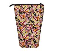 Lixlzh Estuche telescópico de pie con estampado de palomitas de maíz, soporte para bolígrafos, papelería, oficina, caja organizadora de oficina, color negro, talla única, Art Deco, Black, Talla única