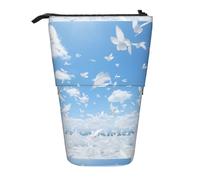 Lixlzh Flying Bird - Estuche telescópico para lápices de pie con estampado de notas musicales, de poliéster, caja organizadora de oficina, color negro, talla única, Art Deco, Black, Talla única