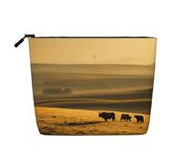 LIXLZH Funny Highland Cow Print - Bolsa de maquillaje portátil de viaje con estampado de vaca de una sola capa, bolsa organizadora de maquillaje con cremallera, color negro, talla única, color negro
