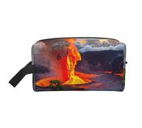 LIXLZH Kilauea - Bolsa de maquillaje con estampado de volcanes, organizador de accesorios, bolsa de aseo portátil de viaje, color blanco, talla única, color blanco, talla única, White, Talla única