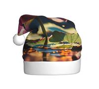 LIXLZH Loto Floral rojo impresión Santa Claus sombrero adulto unisex invierno gorro lindo y captura ojos Navidad sombrero fiesta festiva
