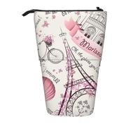 Lixlzh Romantic Paris - Estuche telescópico de pie con estampado de mariposas de París, de poliéster, organizador de oficina, color negro, talla única, Art Deco, Black, Talla única, Decoración de arte