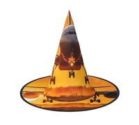LIXLZH Sombrero con estampado de avión al atardecer, suministros de fiesta, accesorios de disfraces, magos, mascarada, Halloween, sombrero puntiagudo
