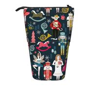 Lixlzh Women_s - Estuche telescópico para lápices de poliéster, diseño de cascanueces, ballet, danza de Navidad, color negro, talla única, Art Deco, Black, Talla única, Decoración de arte
