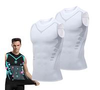 LIXQQS Chaleco Moldeador Iónico, Camiseta de Compresión para Ginecomastia en El Pecho para Hombres, Forma Cuerpo con El Chaleco Moldeador Iónico para Hombres(B-2PCS White,L)