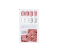 LIXSAZSE 1 Juego de pegamento en las uñas, limas de punta longitud media, palo estilo cuadrado, cubierta completa, envolturas, calcomanías arte, herramienta belleza Artificial , Tipo27 , F635