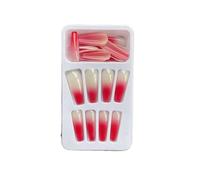 LIXSAZSE 1 Juego de puntas francesas para uñas, puntas de extensión gradiente, calcomanías moda desmontables, Kit manicura bailarina cubierta completa , tipo 12, gelatina 24 piezas , Pegamento 2g