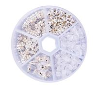 LIXSAZSE 260 piezas de pendientes con tapón de caja almacenamiento, bloqueadores joyería, kit fabricación accesorios para el hogar profesional, Plata, 2.5-11 mm