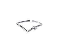 LIXSAZSE Anillo en forma de V para mujer, ceremonia de boda, fiesta, banquete, anillos aleación ajustables que se pueden abrir, joyería, decoración mano a la moda, Plata