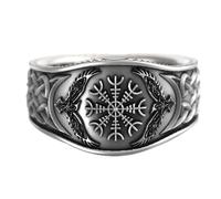 LIXSAZSE Anillo Graffiti brújulas vikingo celta moda Retro anillos de dedo aleación resistente joyería hombres adultos Festival aniversario, 8 tamaño