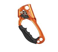 LIXSAZSE Ascensor de Escalada Manual con Agujeros para Colgar, Equipo de Rappel, montañismo portátil, Abrazadera de Cuerda de 8-12mm, Emergencia, Naranja Izquierda