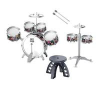 LIXSAZSE Batería de percusión con silla que a los niños a desarrollar el y las habilidades musicales en un entorno divertido. Batería de jazz con platillos para niños.