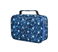 LIXSAZSE Bolsa de lápices con Cremallera, Informal, con asa de elevación 3 Capas, Antideslizante, Lavable, con múltiples Bolsillos, 72 Agujeros, Organizador papelería, Estuche, Azul