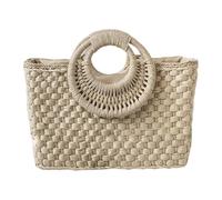 LIXSAZSE Bolsos casuales naturales para dama, estilo bohemio, para vacaciones, de paja. Bolso de hombro bohemio de paja para mujer. La hebilla evita que se caigan las cosas y, Beige, 36x24x13cm