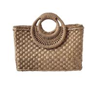 LIXSAZSE Bolsos casuales naturales para dama, estilo bohemio, para vacaciones, de paja. Bolso de hombro bohemio de paja para mujer. La hebilla evita que se caigan las cosas y, Caqui, 36 x 24 x 13 cm