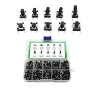 LIXSAZSE Botones pulsadores momentáneos Interruptores electrónicos 10 tipos Microinterruptor momentáneo Tacto Surtido Juego Impermeable Compacto Desmontable Microinterruptor Botón Electrónica Táctil