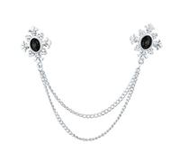 LIXSAZSE Broche para hombre, broche de diamantes de imitación, insignia de solapa, joyería de diseñador con cadenas colgantes, borla para suéter y abrigo, alfiler para traje,