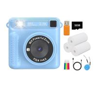 LIXSAZSE Cámara de impresión 1080P Cámara fácil de Usar al Instante para niños con Flash y filtros para fotografías Creativas Hechas Material no tóxico, Azul