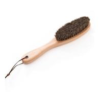 LIXSAZSE Cepillo para ropa de crin, mango de Para madera portátil, abrigo salón para el hogar, chaqueta, pelo, barba, cepillos peluquería con cordón, Color natural