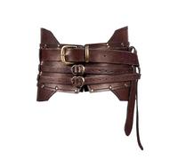 LIXSAZSE Conjunto de armadura y cinturón de caballero - Estilo medieval auténtico para adultos Trajes de disfraces para adultos dotados Pirata ancho largo y ancho, marron oscuro