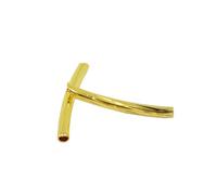 LIXSAZSE Cuentas de tubo largas y curvas, materiales para manualidades con grabado dorado. Pulseras y pendientes chapados en oro sobre latón. Su aspecto fluido y elegante es ideal para proyectar.