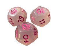 LIXSAZSE Dados multicaras D12 para Fiestas, Regalos, Noches de Juegos de, Juego Dados poliédricos fáciles Leer, Juego rol con astrológicos, fácil Guardar. multicaras, Claro y Rosa, 1.4 cm