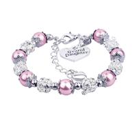 LIXSAZSE de perlas simuladas, joyería de cristal acero inoxidable, cadenas bricolaje hechas a mano con cuentas, brazalete amistad elegante cristal hecho a mano, Rosado