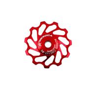 LIXSAZSE Desviador Trasero Resistente al Desgaste de 11T, rodamiento de cerámica Ligero, Rueda guía de Cambio Trasera Suave, Rueda para Jockey de aleación de Aluminio, Rojo, 11T